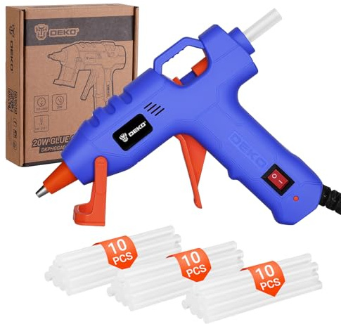 Heißklebepistole 7mm: DEKOPRO 20W Heissklebepistole,Klebepistole mit 30 Klebestiften,für DIY,Kunst,Büro,Schule,Verpackung,Reparaturen,Zuhause(Blau)