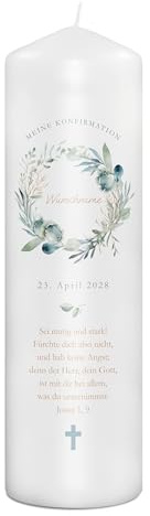 PhotoFancy® - Personalisierte Konfirmationskerze - Fotokerze mit eigenem Foto/Text bedrucken lassen - Kerze mit Konfirmations-Design: Himmlische Reise - 29 cm Höhe
