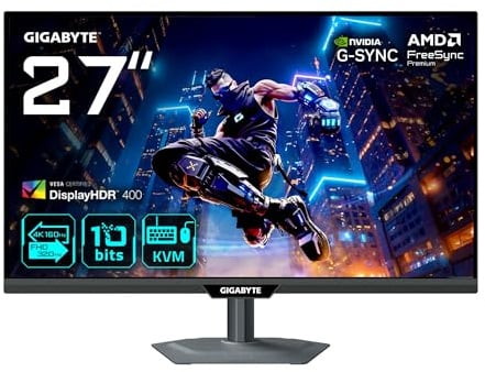 Gigabyte M27UP 27” 4K UHD Gaming-Monitor - Dual-Modus (4K 160Hz oder FHD 320Hz), 3840 x 2160, 1ms, 350 cd/m², FreeSync Premium, DisplayHDR400, HDMI 2.1, DisplayPort 1.4