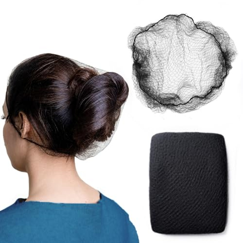 ZefeqCo Haarnetz – 100 Stück – 61 cm unsichtbare Nylon-Haarnetze für Damen und Herren – perfekt für Haarknoten, Schlafen & Küchen-Lebensmittelservice – Schwarz, Schwarz, Standard