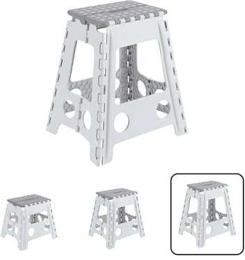 ARREGUI TB-045-GB Kleiner Klapphocker | Falthocker für Kinder und Erwachsene | Tragbarer und Faltbarer Klapphocker | 150 Kg Belastbarkeit | Hocker für Küche, Bad, Camping, Garten | 45 cm hoch | Weiß