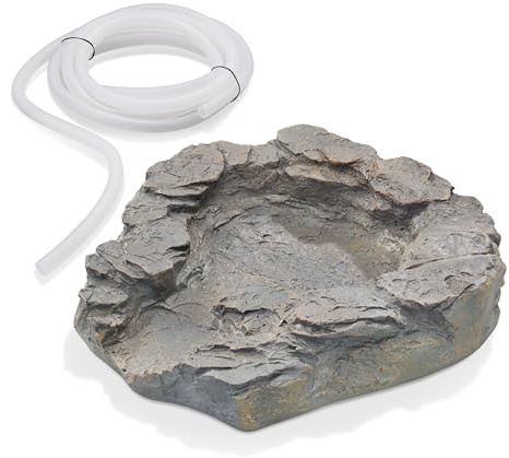esotec Obere Bachlaufschale mit Schlauchanschluß für Bachlauf, Wasserverlauf Steinschale Kunstharz, Naturstein-Optik Solarbrunnen Springbrunnen, frostbeständig wetterfest grau 100755