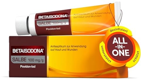 Betaisodona® Salbe 100 g – Antiseptische Wundsalbe mit Povidon-Iod – gegen 99,9% der Keime, sanft & hautverträglich – auch für Kinder ab 1 Jahr – ohne Brennen, ideal für die Hausapotheke