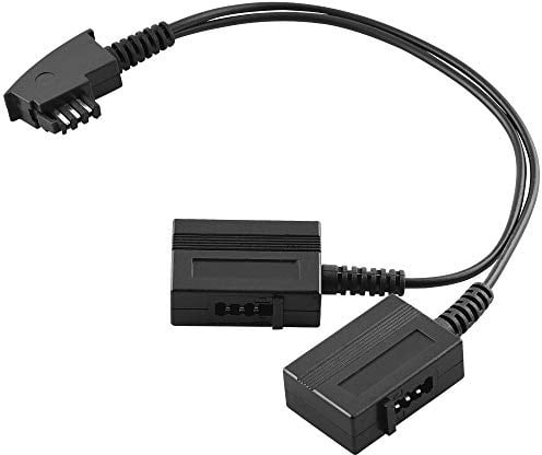 20cm Y Telefon-Kabel Adapter Verteiler Splitter Weiche universal, 1 Eingang: TAE-F Stecker männlich auf 2 Ausgänge: TAE-F Buchse Kupplung weiblich, Schwarz