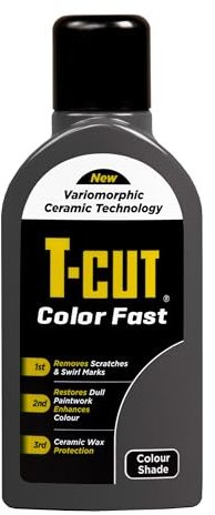 T-Cut Color Fast Lackreiniger Grau 500 ml, 3-in-1 Farbauffrischer und Autopolitur, Entfernt leichte Kratzer, Oxidation und Schmutz, Für grauen Autolack