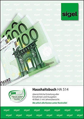 SIGEL HA514 Haushaltsbuch zum richtig Sparen, A5, zum Eintragen aller Ein- und Ausgaben, aus nachhaltigem Papier