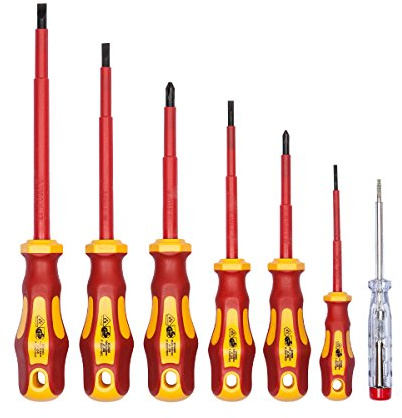 VDE Schraubenzieher Set 7tlg inkl. Spannungsprüfer Schlitz & PH von WIESEMANN 1893 I TÜV - GS geprüft I 80218