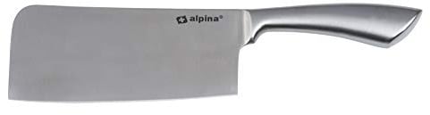 Deuba Alpina Hackbeil Küchenbeil I Edelstahl 18cm Für Knochen Fleisch Küche Messer Hackmesser Metzgerbeil Fleischerbeil, Silber