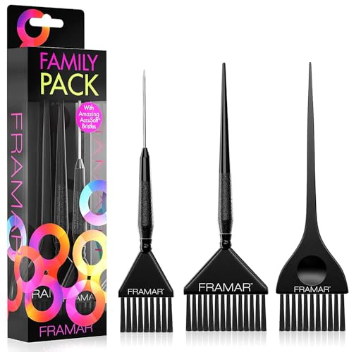 FRAMAR Haarfärbepinsel Set - Haarfärbepinsel Friseur Bürste, Pinsel Haare Färben, Haarfärbeset, Haare Färben Zubehör, Haarfarbe Pinsel, Farbpinsel Haare, Schwarz - 3PC