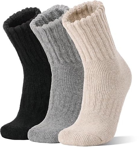 Sandsuced Merino Wolle Socken Warme Thermosocken Dicke Arbeitssocken Wollsocken Atmungsaktive Wintersocken für Damen Herren 3 Paar