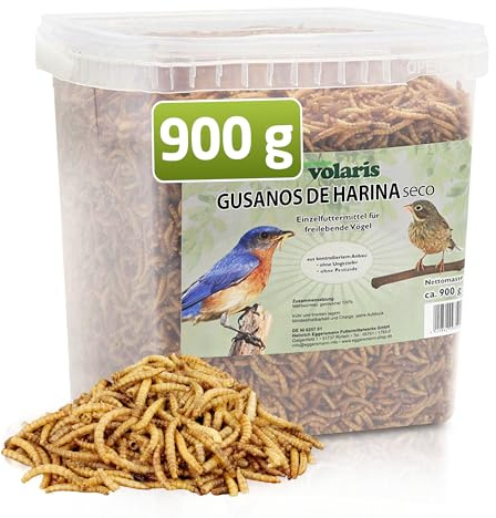 Eggersmann volaris Mehlwürmer getrocknet 900g – Wildvogelfutter proteinreich & natürlich – Getrocknete Mehlwürmer ideal für Wildvögel, Hühner & andere Heimtiere – Vogelfutter frei von Pestiziden