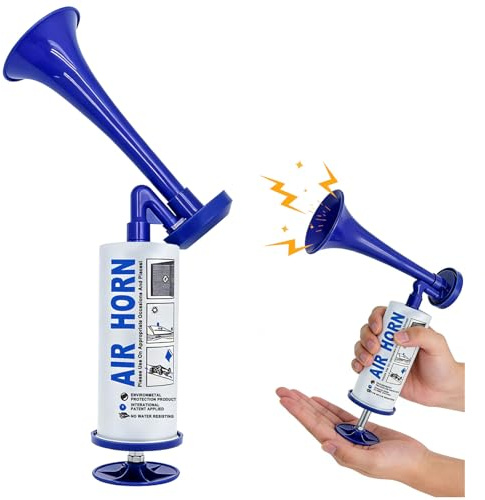 pangutheos Handheld Air Horn, Druckluft Hupe, Tragbare Gashupe Tröten Signalhorn für Bootfahren, Sportveranstaltungen, Partys, Alarm (Blau)