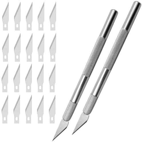 JDXun 2 Stück Bastelmesser Cutter Set, Precision Skalpell mit 20 Stück Ersatzklingen, Schnitzmesser Carving Craft Messer Set Cuttermesser für Bastelarbeiten Modellbau Carving DIY Art Work Cutting