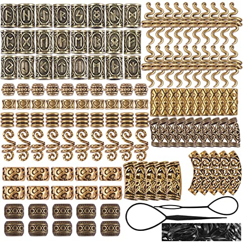 BEEFLYING Wikinger Bartperlen Perlen Zwischenperlen, 326 Stk Gemischte | Tibetischer Stil Lose Bastelperlen Perlen Zum Auffädeln, für Armbänder SchlüsselAnhänger DIY Schmuck Herstellung