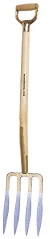 SHW 54568 Spatengabel mit 4 Lanzenzinken Stahl Geschmiedet Gehärtet mit Eschenstiel D-Griff Eisen Stiellänge 85 cm (D-Griff)