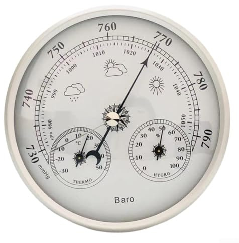 3-in-1-Wetterstation: analoges Barometer für drinnen und draußen, mit Thermometer und Hygrometer (130 mm)