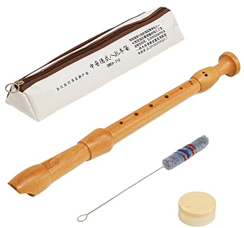 47.8 cm Holzblockflöte für Kinder, klassisches deutsches Design mit Tragetasche, Reinigungsstab & Korkfett