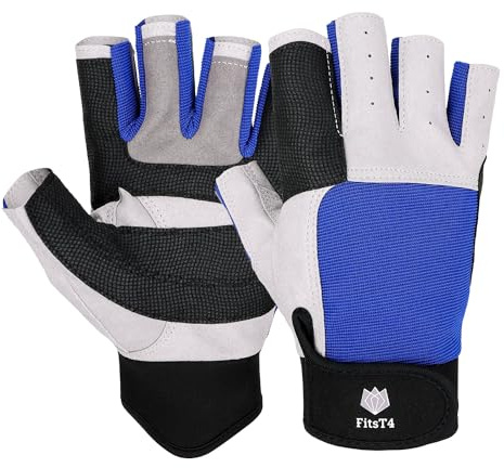 FitsT4 Sports Segelhandschuhe mit ¾-Finger und Idealem Griff für Segeln, Yacht, Segelsport, Paddeln, Kajak, Angeln, Fischen, Dinghy, Schlauchboot, Wassersport mit Booten