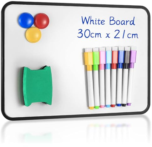 Yibaijia Whiteboard Magnetwand, kleine doppelseitige Whiteboard Trocken abwischbare, A4-Format Magnettafel Magnetwand, mit trocken abwischbaren Stiften, Radiergummi, 30 x 21 cm