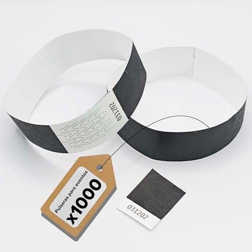 Europaband - 1000 Stück Tyvek Armbänder - zur Identifikation bei Veranstaltungen und Partys - reißfest und wasserdicht (Schwarz)