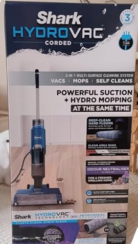Shark HydroVac Akku-Nass-Trockensauger, kabelloser Staubsauger und Hartbodenreiniger mit Wischfunktion und Ladestation, bis 88,5 m², selbstreinigender Wischsauger, mit 1,5l Reinigungsmittel, WD210EUCP