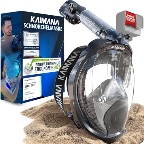 Die Preisgekrönte KAIMANA® Schnorchelmaske für Erwachsene & Kinder - absolut CO2 sicher - inkl. Tragetasche - Tauchermaske Erwachsene - Vollgesichtsmaske Tauchmaske