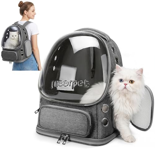 ALLSOPETS Katzenrucksack Bubble für Katzen und Kleine Hunde, Felsgrau | Atmungsaktiver und Faltbarer Haustier Rucksack mit Sicherheitsgurt, Komfortabler Transport für Katzen Kleine Hunde auf Reisen