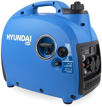HYUNDAI Inverter Stromerzeuger HY2300Si, 2.2 kW, kompakt & mobil | 2.0 kW Dauerleistung, mobiler Benzin Stromgenerator mit 2 x 230 V, USB & 12 V für Camping, Wohnmobil, Boot & Freizeit