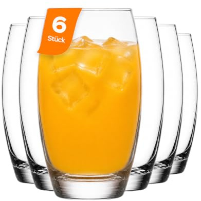 NORDIC SCHILLER Highball-Gläser, 6 Stück Glas Set, 510 ml Cocktailgläser, Longdrinkgläser Wasserglas, Gin-Saft Trinkglaser, Glaswaren-Becher-Set
