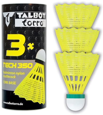 Talbot Torro Badminton und Federball TECH 350 Badmintonball, 3er Dose, Korb: Gelb, Geschwindigkeit Grün-Langsam, Einheitsgröße