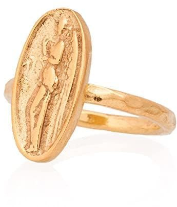Münzring, Antiker römischer Münzring, Signet-Münzring. 24K vergoldeter antiker griechischer Silberring. Münzring aus 925er Sterlingsilber.