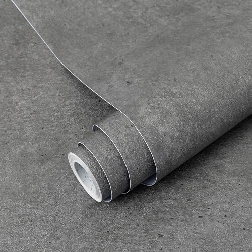 Decoroom Klebefolie Selbstklebende Matt Dunkelgrau Betonoptik 60X600cm | Möbelfolie Betonoptik Effekt Wasserdicht Folie für Möbel Küche Schrank Wand Dekorfolie Vinyl Tapete
