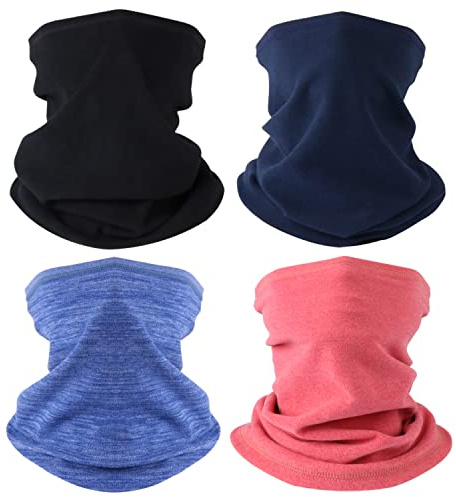 HEGCOIIE 4 Stück Kinder Schlauchschal Fleece Loop Schal Halswärmer Halstuch Winddicht Ski Maske Warmer für Outdoor Sports (Mischfarbe-A)