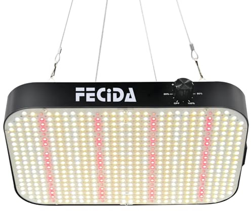 FECiDA 65 Watt LED Grow Lampe Dimmbar, 6000 Lumen LED Pflanzenlampe Vollspektrum mit Daisy Chain Funktion, 576 PSC LEDs Grow Light Perfekt für Growzelt Pflanzenwachstum