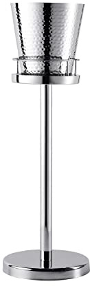 Champagnerkühler auf Standfuß, Weinkühler mit Ständer, Flaschenkühler Sektkühler Getränkekühler aus Edelstahl Silber Party - Kühler für Sekt, Wein und Champagner - XL 80 cm