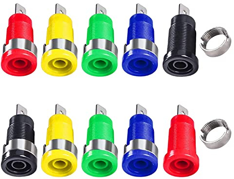 Greluma 10 Stk Bananenbuchse Klinkenbuchse – 4 mm Bananenbuchse Anschlussklemme Adapter Panel/Chassis Mount Löttyp