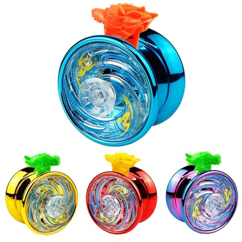 4 Stück LED Licht YoYo,Finger Spin Trick YoYo für Kinder, Kunststoff Responsive Yoyo, Reaktives Kugellager JoJo Kleine Geschenke für Kinder | Piñata-Füllungen Geeignet für Anfänger-Jo-Spieler