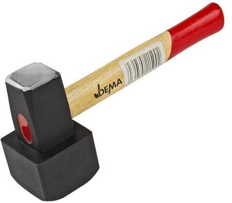 DEMA Pflasterhammer PH 1500 – Plattenlegehammer, Fäustel, Gummihammer – Holzstiel, robust, langlebig – Pflasterarbeiten, Handwerk, Werkstatt, Straßenbau