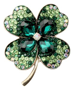 APOMOONS Brosch Damen Vierblättriges Kleeblatt Brosche, Elegant Ansteckblume mit Kristall für Kleidung und Kostüme, Geschenkbox einbezogen