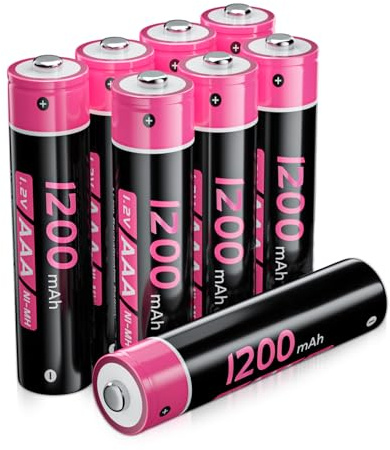 8er-Pack Wiederaufladbare AAA Akkus, 1200mAh Hohe Kapazität AAA Leistungsbatterien 1,2V NI-MH AAA Recharge Accu Akkubatterien