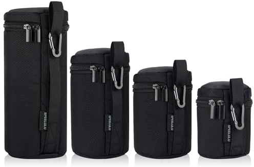 Wasserdichte Objektivtasche Set, Kameraobjektivhülle Objektivschutztasche, Kamera Objektivhülle (4-Größe-Packung), Schutzkamera-Objektivhülle für DSLR-Kameraobjektiv, dicke Kameraobjektivtasche