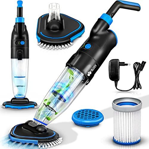tillvex® Poolsauger mit Akku & Turbo-Modus | Pool Bodensauger mit Filter | Poolreiniger elektrisch mit Absaugung 4200L/H | Handsauger Reinigungsset kabellos Pool & Spa | Laufzeit bis zu 60 Minuten
