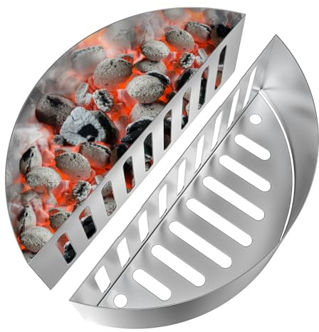 onlyfire Edelstahl Kohlekorb 2er Set, Holzkohlekörbe für Kugelgrill, Charcoal Grills, Kettle Grills, Char-Basket, Holzkohle-Körbe, Grillzubehör, Hohe Kapazität, Silber