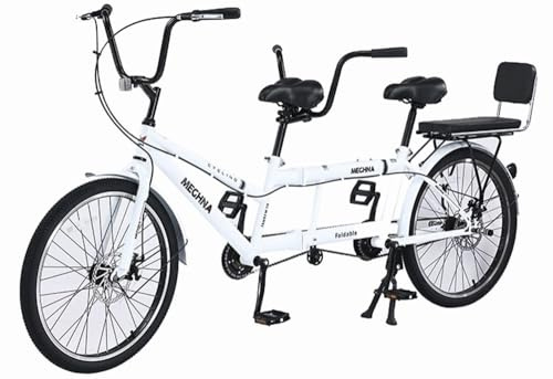 Kcolic Klappbare Tandemfahrräder Beach Cruiser Fahrrad Für Erwachsene, Tandemfahrrad Mit 24 Zoll Rädern, Verstellbares Tandemfahrrad Cruiser Fahrrad C,24in