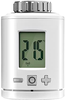Gigaset Thermostat - Smart-Home Set Ergänzung - Heizkörperthermostat für ein angenehmes Raumklima - regelt die Heizungstemperatur - spart Heizkosten - Batteriebetrieben - App Steuerung, weiß