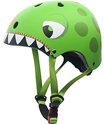 Kinderhelm 2-5 Jahre Leicht Fahrradhelm Verstellbar Skaterhelm für Kinder, 3D Form Cartoon Multi Sport Sportartikel Jungen Mädchen, Durchmesser 51-54 cm Dinosaurier…