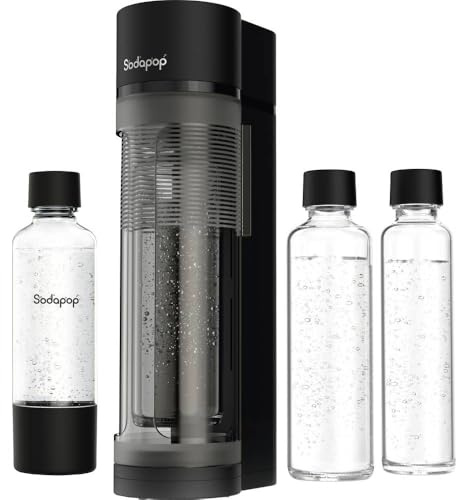 Sodapop Wassersprudler Logan, inkl. 2 Glasflaschen (850 & 600 ml) und 1 PET-Flasche (850 ml), Matt Schwarz, Höhe 42,6 cm, ohne CO₂-Zylinder