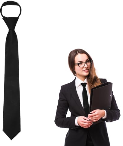 CIATBYYJ Schwarze Krawatte für Damen,40cm Vorgebundene Krawatten,Verstellbare Krawatten mit Reißverschluss,JK-Uniform Krawatte mit Reißverschluss,für Mädchen Abschlussfeier Geschäftshochzeit