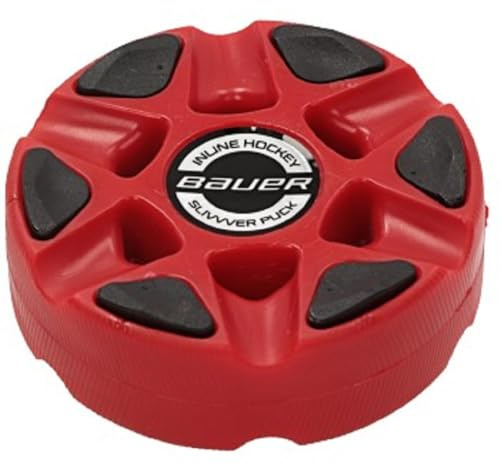 BAUER - Silvvver Inline Hockey Puck I Streethockey-Puck I Puck für Roller- und Inlinehockey I Indoor Puck mit geringer Reibung I verhindert Puckspringen - Rot