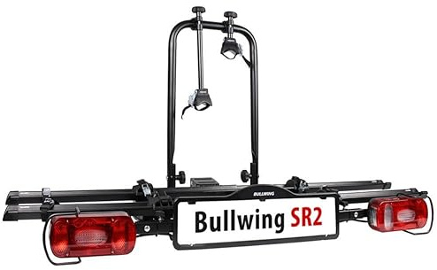 Bullwing SR2 - Fahrradträger für 2 Fahrräder auf die Auto Anhängerkupplung abklappbar (Rahmenhalter,Radstopper,Gurt)